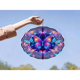 3D Metal Blue Butterfly Wind Spinner: Yard and Garden Decoration, 25.4cm Kinetic Outdoor Spinner, Spinfinity Wind Sculpture, No Feather, Classic
