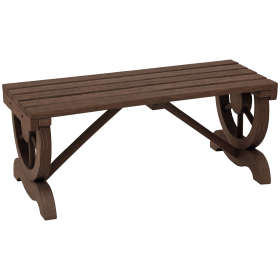 Outsunny 2-Person Wooden Garden Bench, Outdoor Wagon Wheel Porch Bench for Backyard Garden, Support 550 LBS, Rustic Country Style Patio Furniture