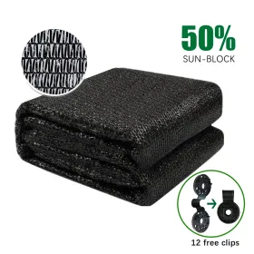 Shade Cloth Sunblock Fabric Cut Edge With Free Cilps UV Resistant For Garden Plants Cover, Black (Option: 8x12)