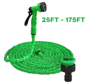 Scalable garden hose, high-pressure car wash hose with 7 spray functions, multifunctional home garden watering hose, water gun (Color: Green, Length: 25ft)