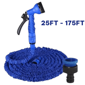 Scalable garden hose, high-pressure car wash hose with 7 spray functions, multifunctional home garden watering hose, water gun (Color: Blue, Length: 75ft)