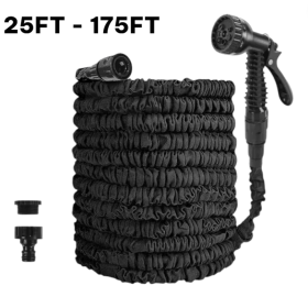 Scalable garden hose, high-pressure car wash hose with 7 spray functions, multifunctional home garden watering hose, water gun (Color: Black, Length: 75ft)