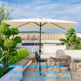 6 x 9ft Patio Umbrella Outdoor Waterproof Umbrella with Crank and Push Button Tilt without flap for Garden Backyard Pool Swimming Pool Market (Main Color: Tan, Main Material: Fabric+Metal)
