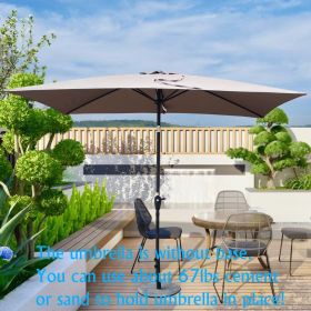 6 x 9ft Patio Umbrella Outdoor Waterproof Umbrella with Crank and Push Button Tilt without flap for Garden Backyard Pool Swimming Pool Market (Main Color: Mushroom, Main Material: Fabric+Metal)